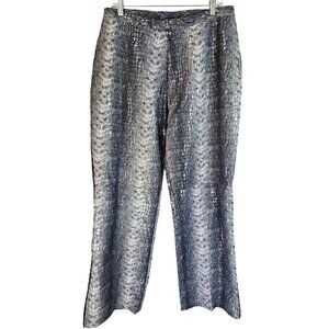 Absence Of Color Gray Reptile Print Faux Leather Stretch Pants Gray Silver White